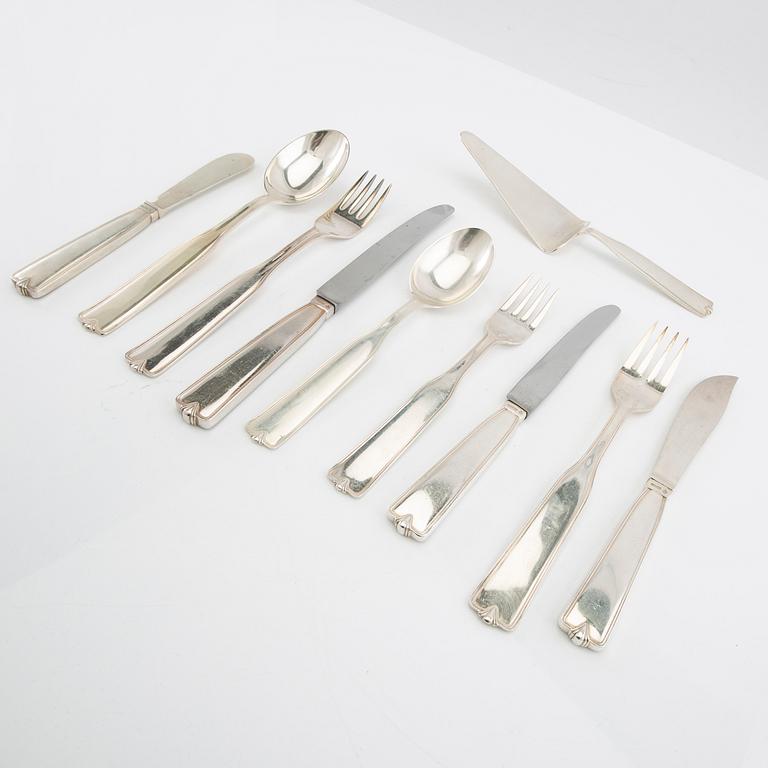 Erik Flemming, cutlery approx. 99 dlr "Flavia" silver Skellefteå 1950s,.