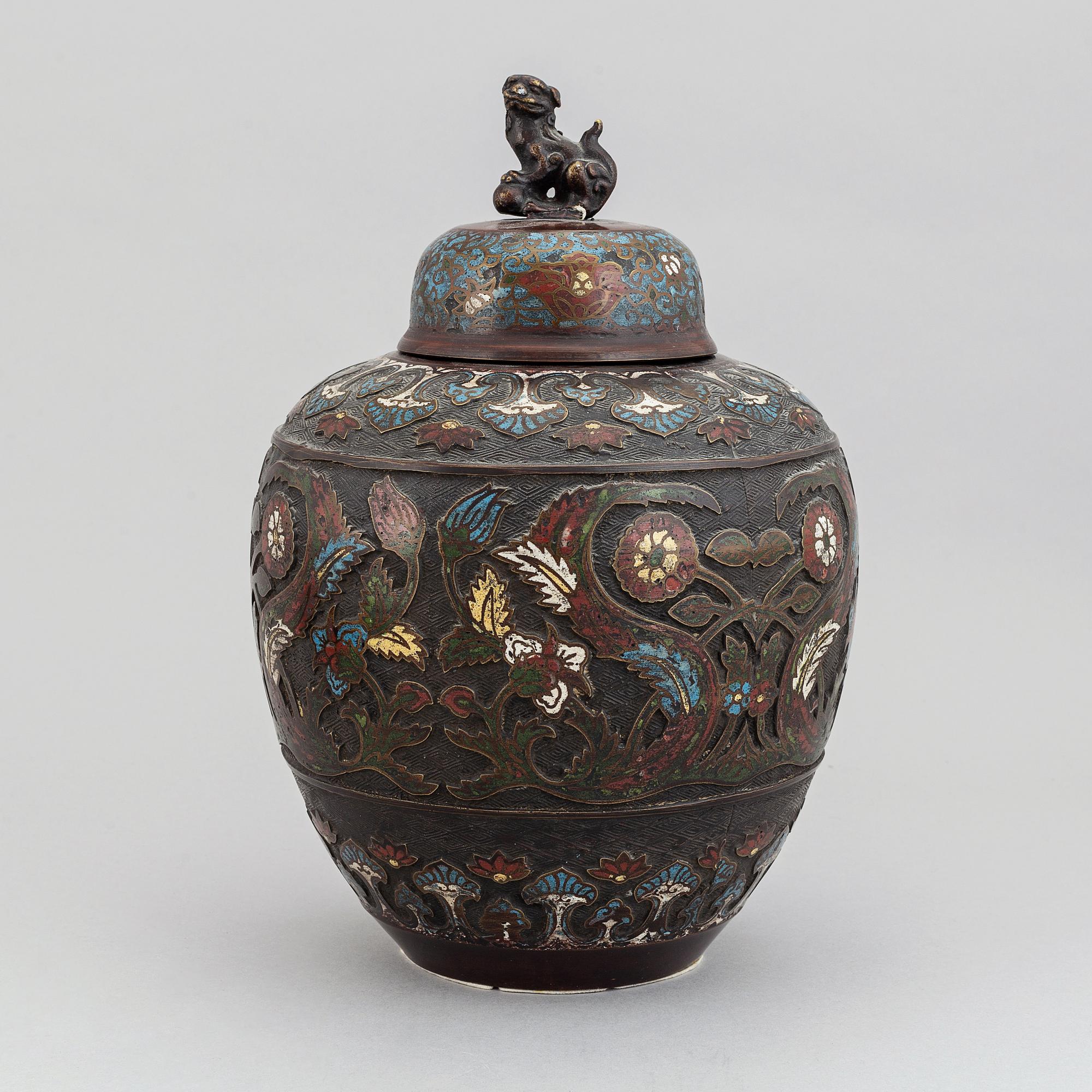 A Chinese bronze and enamelled vase, 20th century.
