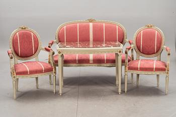 SALONGSMÖBLEMANG, 4 delar, gustaviansk stil.