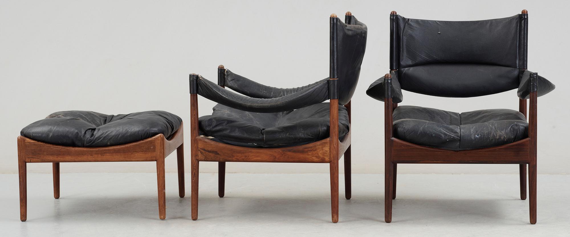 FÅTÖLJER OCH FOTPALL, ett par + 1, "Modus", Christian Vedel, Danmark, Sören Willadsen Möbelfabrik, 1960-tal.