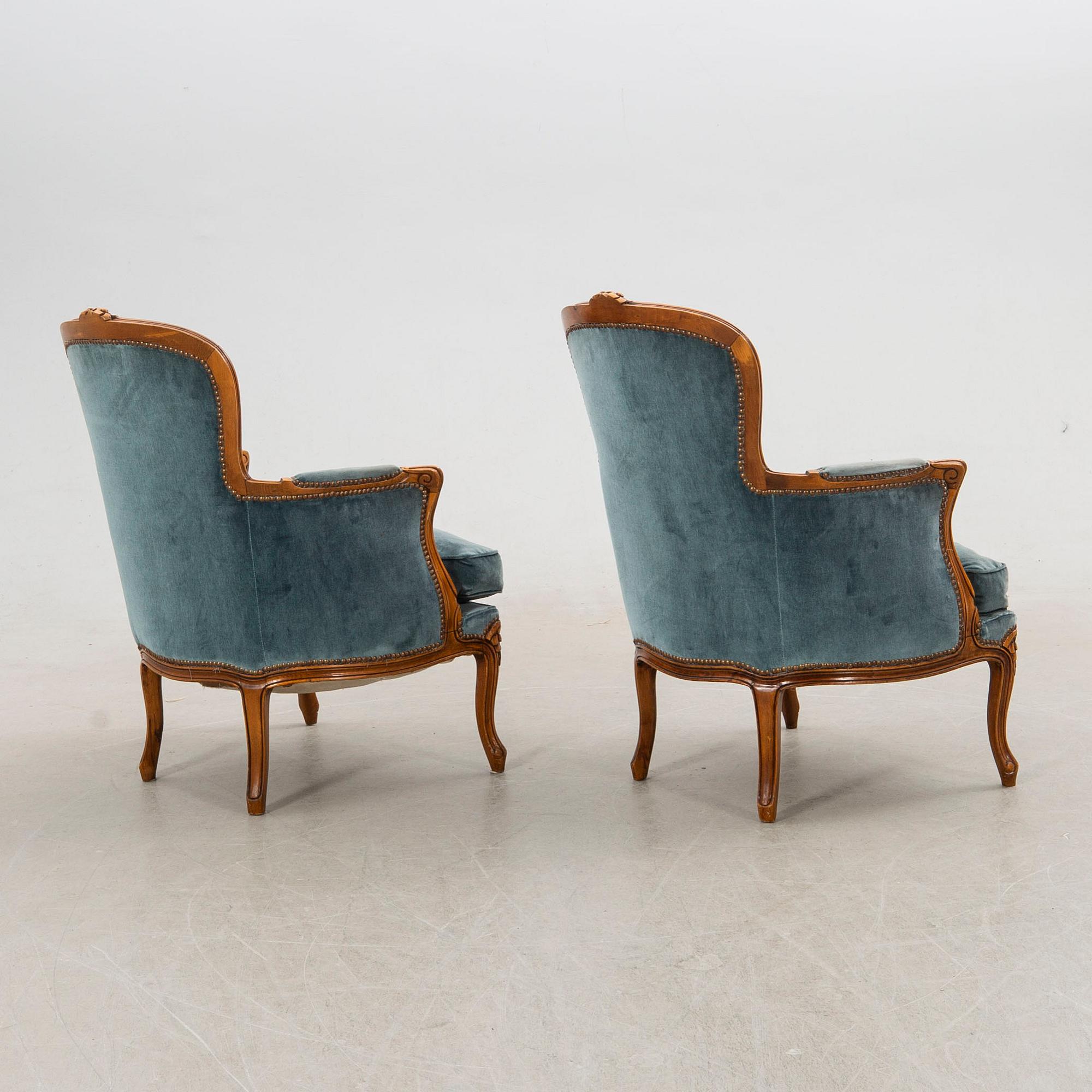 Fåtöljer ett par Louis XV-stil 1900-talets mitt.
