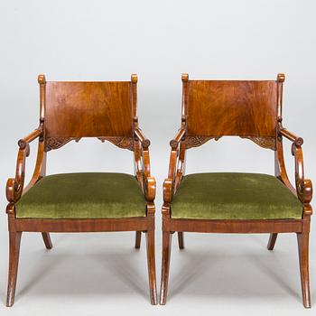 A pair of Empire armchairs, around 1820, the Reign of Alexander I (1801-1825), Russia.