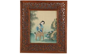 Okänd konstnär, fyra målningar, akvarell och tusch, Qingdynastin, 1800-tal.