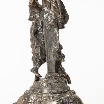 A silver and glass Rococo style centerpiece, Lale Silverware & Co Ltd, Istanbul, Turkey, 20th century.