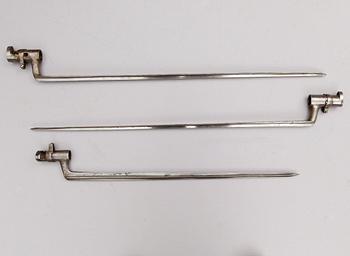 BAJONETTER, 3 st, stål, 1800-/1900-tal.