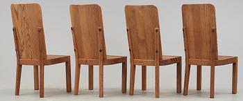 A set of four Axel Einar Hjorth stained pine 'Lovö' chairs, Nordiska Kompaniet, Sweden 1930's.