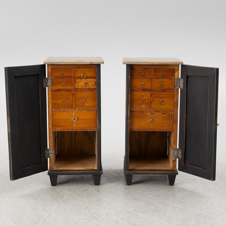 Bedside tables, a pair, first half of the 20th century.