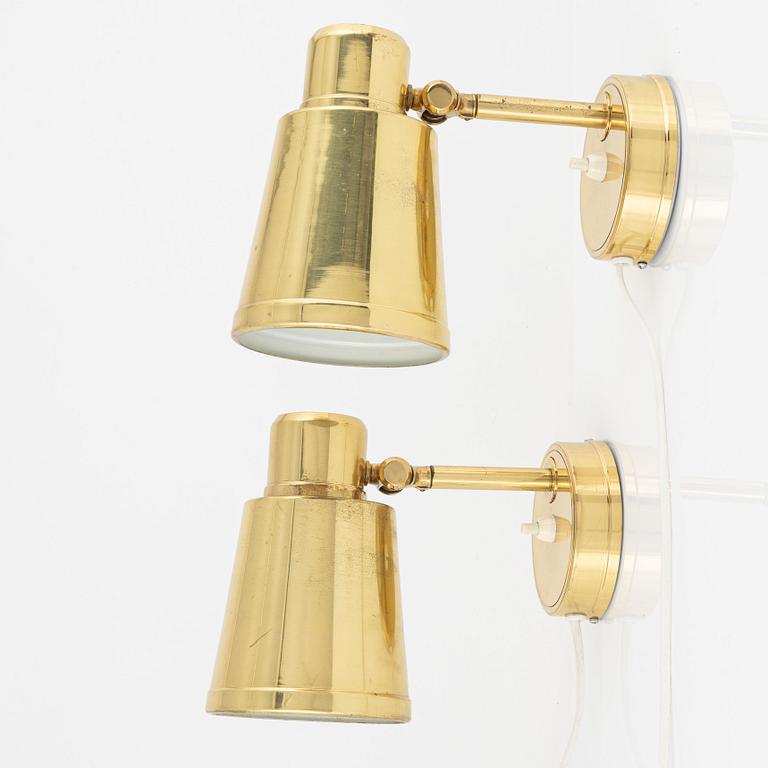 A pair of brass wall lights from Bröderna Johansson Autometall, 1960's.