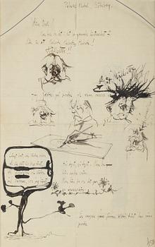 Axel Fridell, ink on paper. Signed with initials.