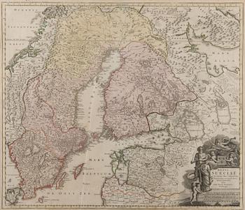 RUOTSIN KARTTA. Regni Sueciae. Johan Baptist Homann. Noin 1730.