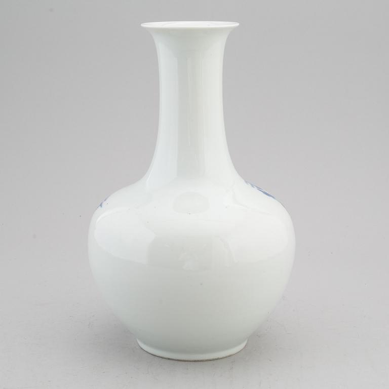 A Chinese blue and white vase, 20th Century with Guangxu mark.