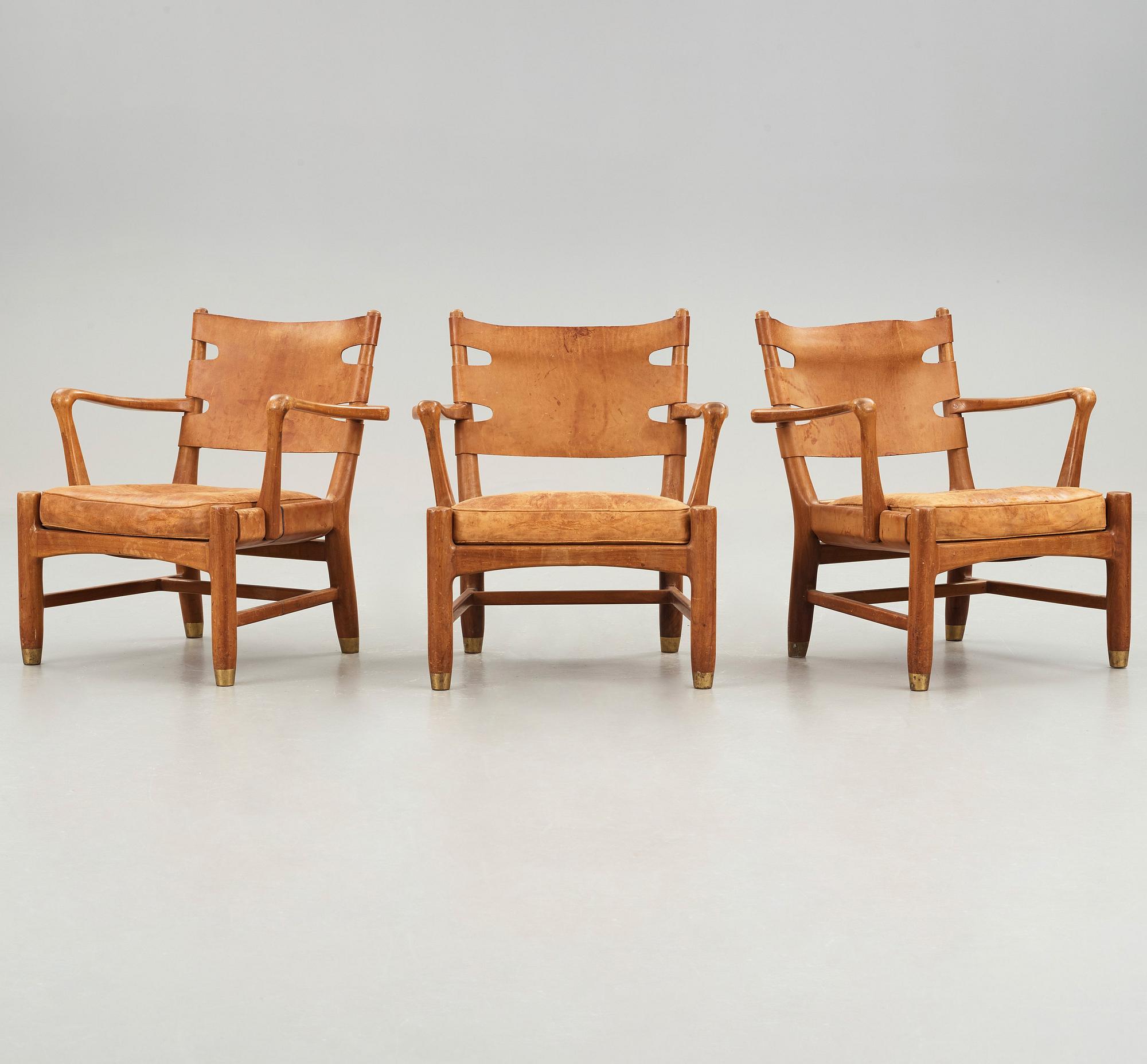 SCANDINAVIAN MODERN, fåtöljer, 3 st, 1900-talets mitt.