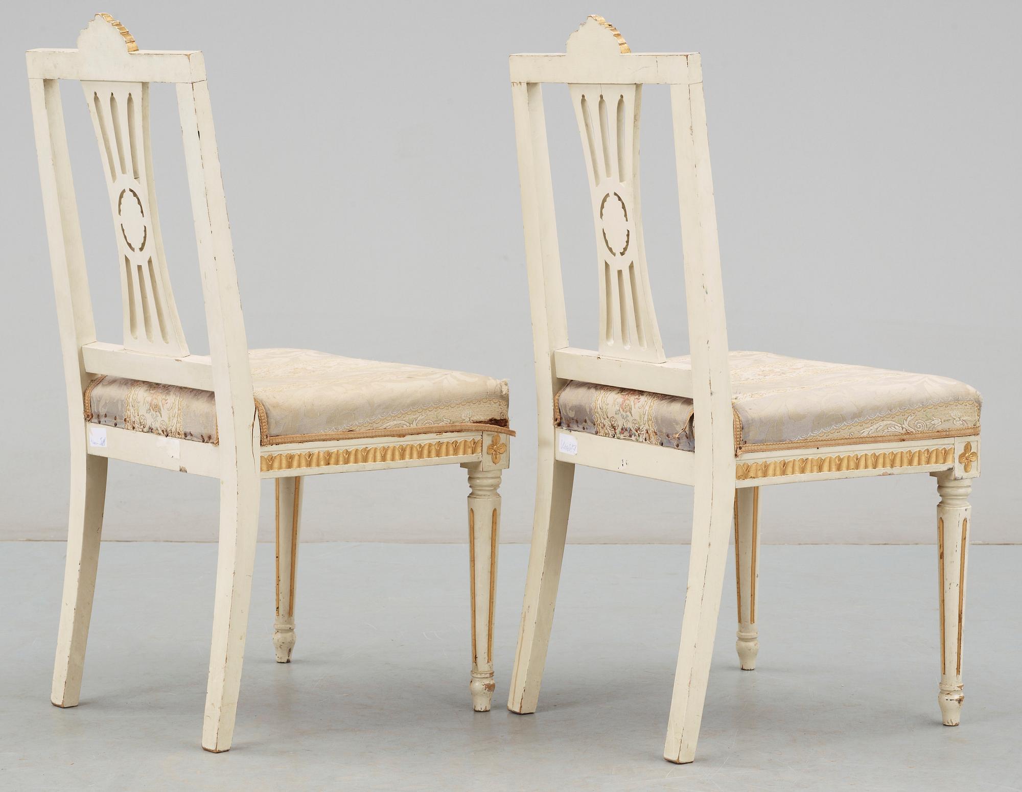 STOLAR, ett par, gustaviansk Lindome-stil, 1800/1900-tal.