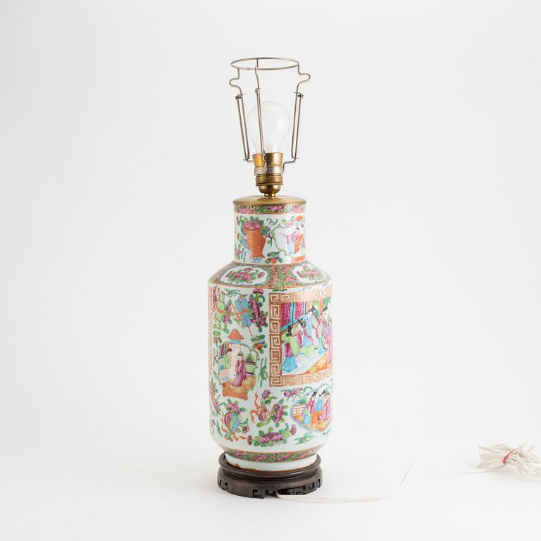 An enamelled Canton Vase / Table Lamp, 19th century.