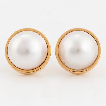 18K gold and mabe pearl earrings.