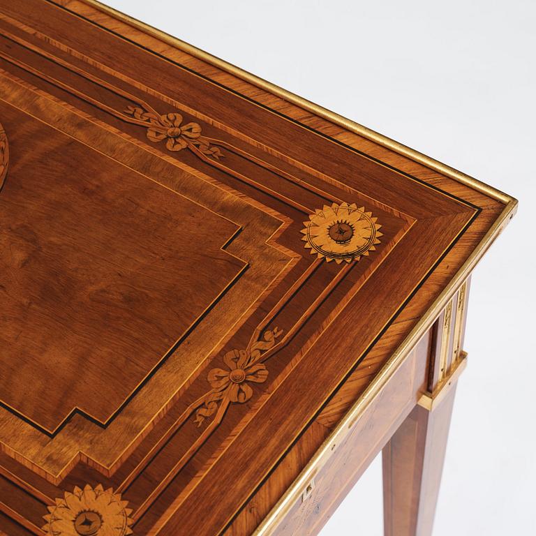 A Gustavian table by G Haupt (master in Stockholm 1770-1784), signed and dated 1781.