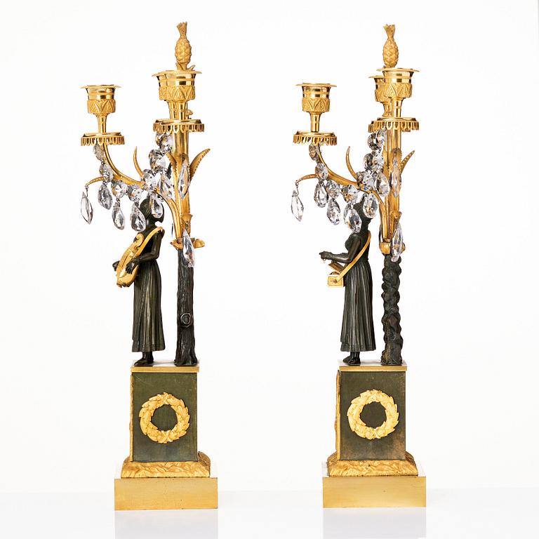 A pair of French  circa 1820-30th´s Empire candelabra.