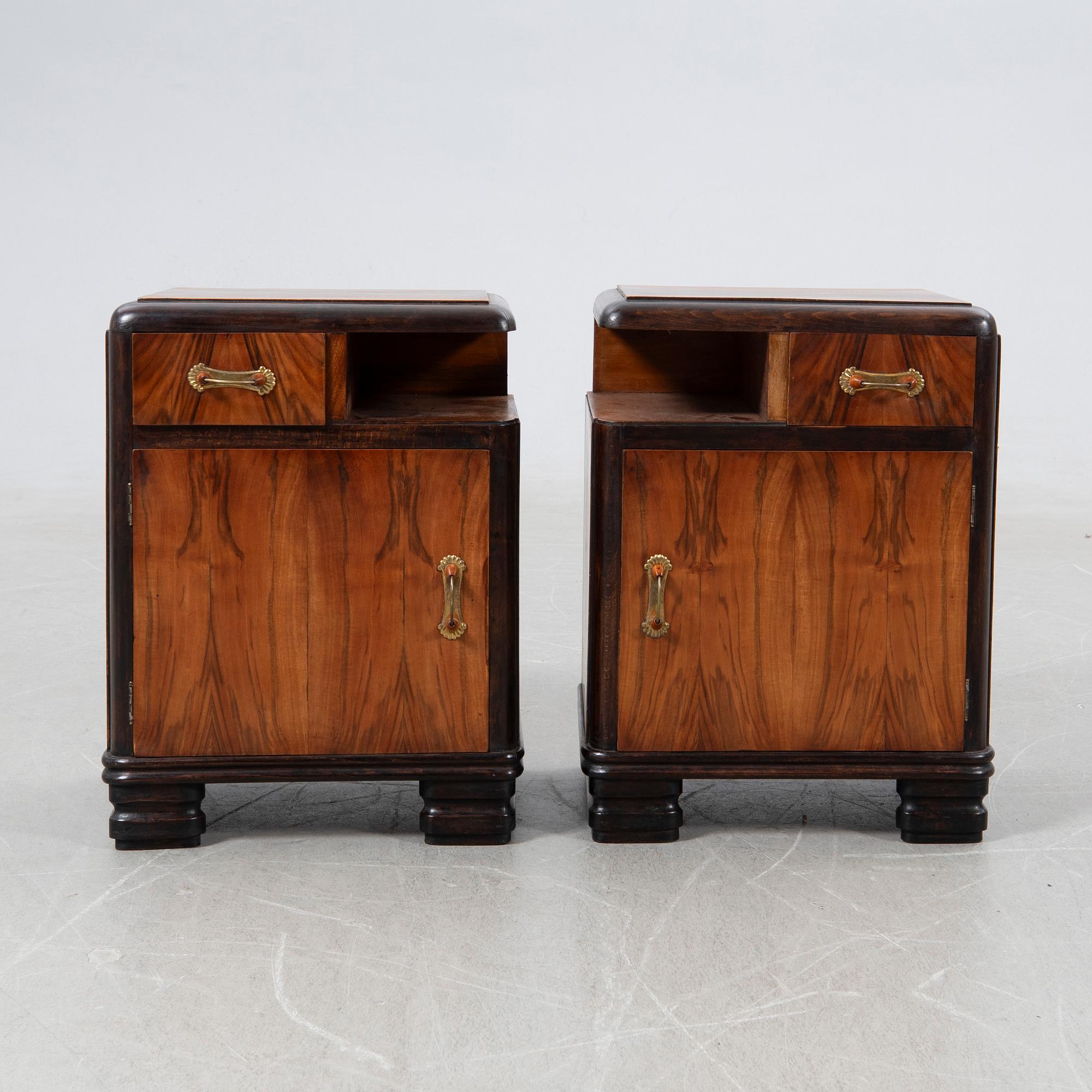 Nightstands, a pair, second half of the 20th century.