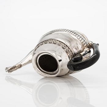 A Late-Empire silver teapot, maker's mark of Carl Petter Norlin, Malmö 1830.