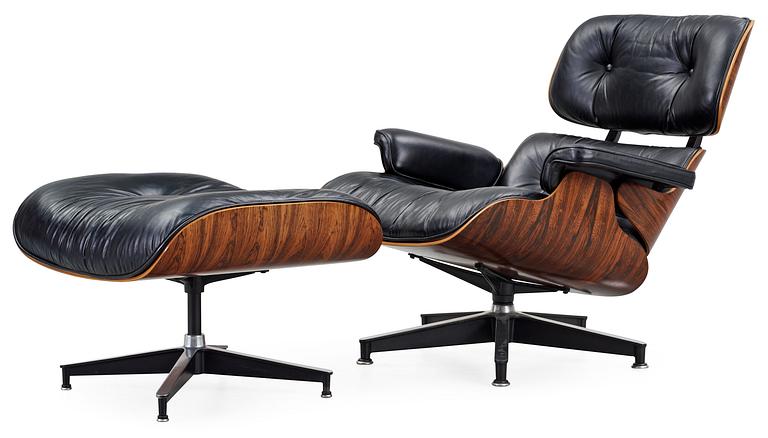 CHARLES & RAY EAMES, "Lounge Chair and ottoman" Herman Miller, USA 1970-80-tal.