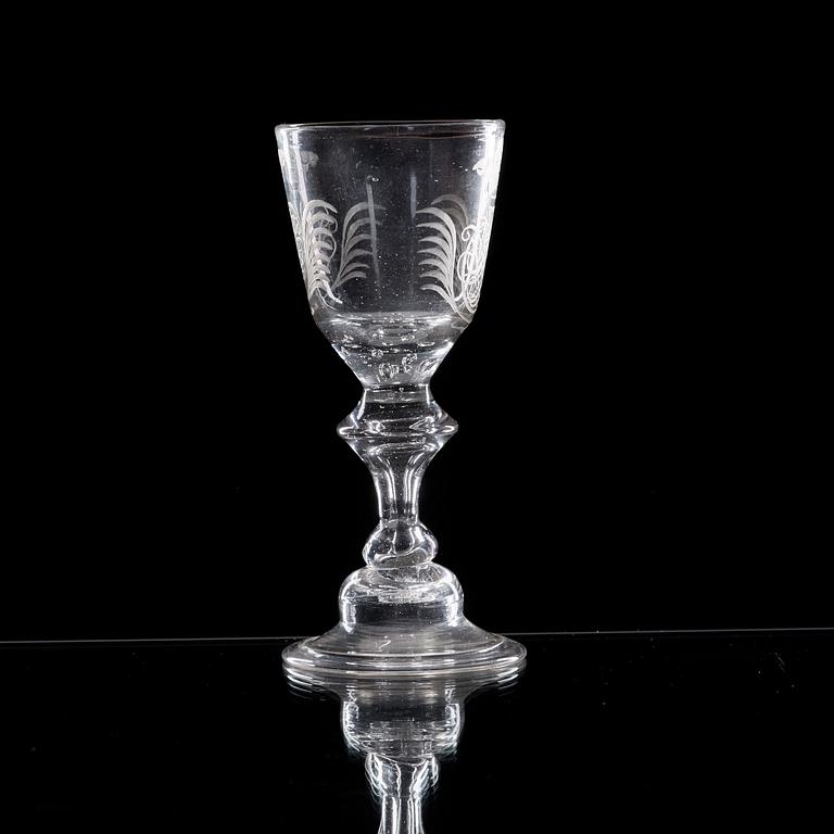 A German engraved goblet, 18th Century.