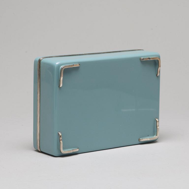 An enamel and silver box with cover, Japan, 20th Century.