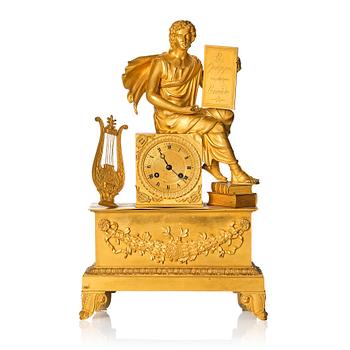 A French Empire mantle clock, early 19th century.