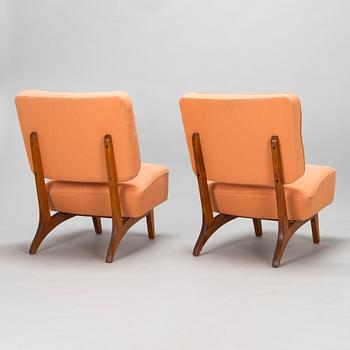 Oiva Parviainen, fåtöljer, ett par, "Susanna" Lahden Lepokalusto, Finland, 1950-tal.