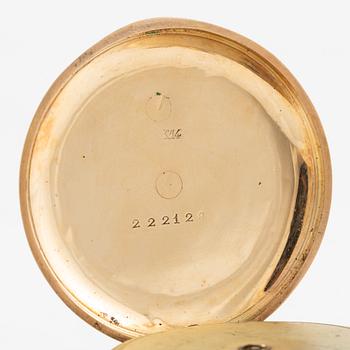 Pocket watch, 14K gold, key-wind, 44 mm.