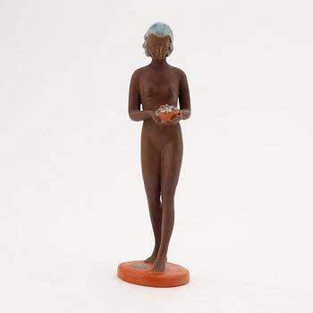A set of five flint- and earthenware figurines from Goldscheider, including design by Viktor Matula, 1930's/40's.