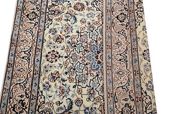 A part silk Nain rug, 9LA, c. 204 x 125 cm.