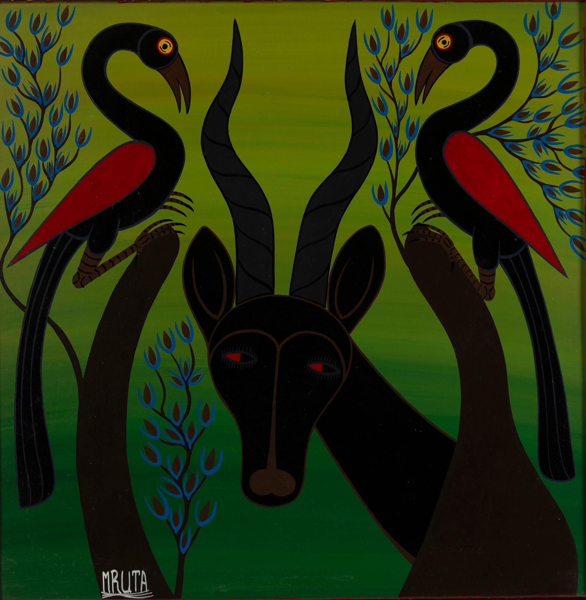 Hashim Mruta, so-called Tingatinga painting, Gazelle.