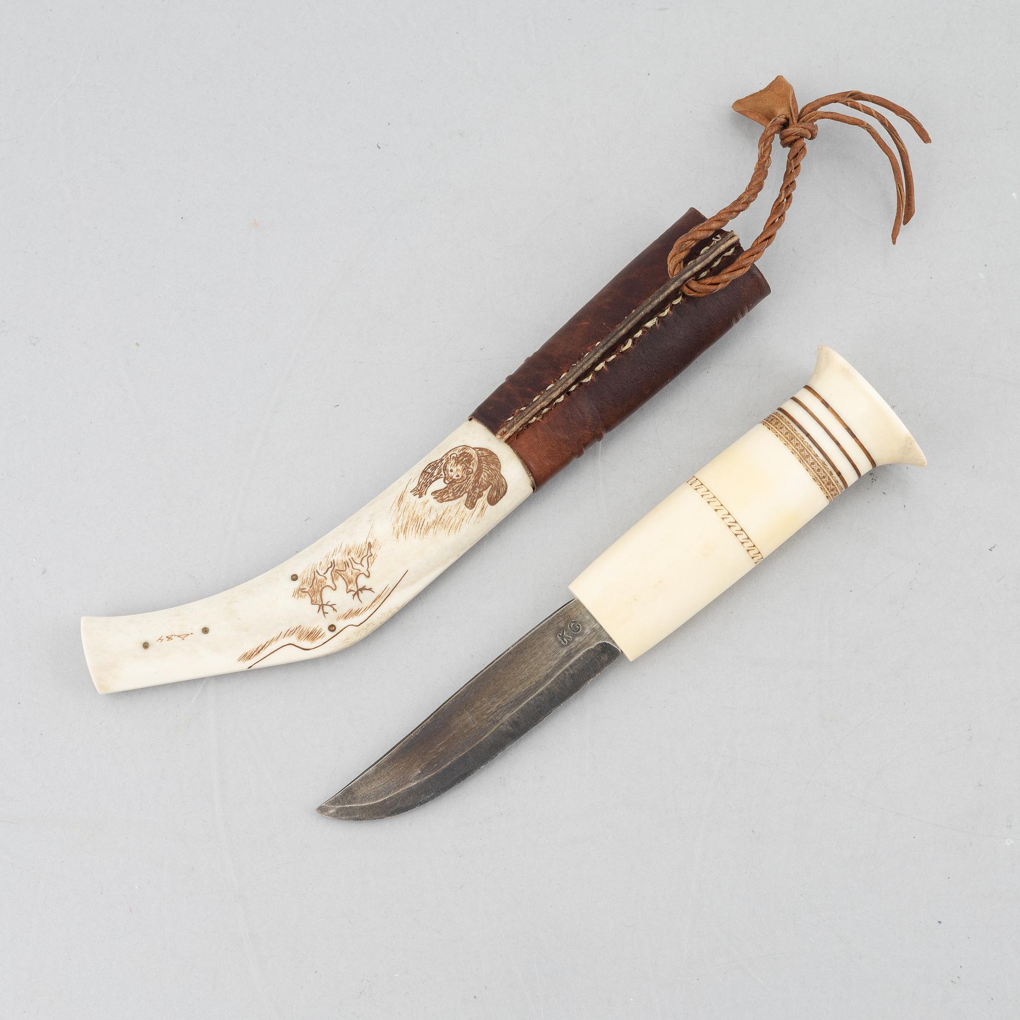 Svante Larsson, a reindeer horn knife, Lappträsk.