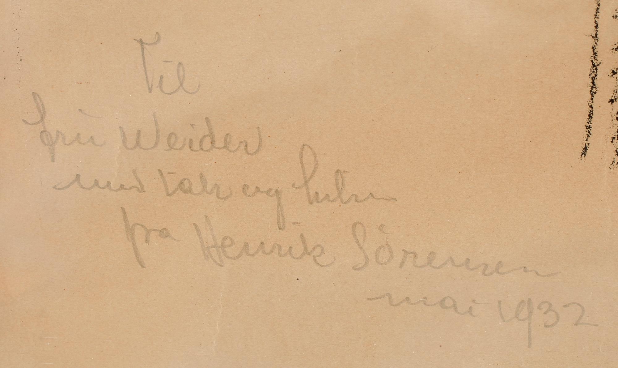 HENRIK SÖRENSEN, kolteckning, signerad och daterad 1932.