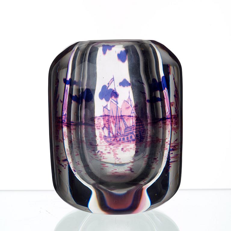 An Edward Hald 'graal' glass vase, Orrefors, Sweden 1944.