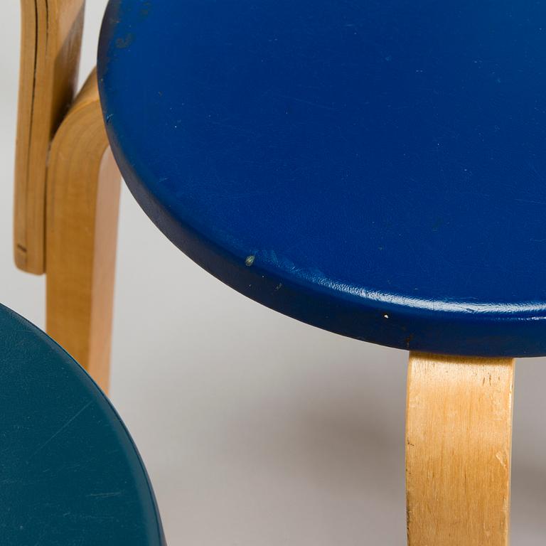 Alvar Aalto, a set of three 1960s '68' chairs for Artek.