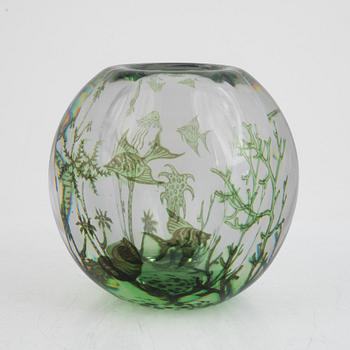 Edward Hald, a glass vase, "Fiskgraal", Orrefors, Sweden.