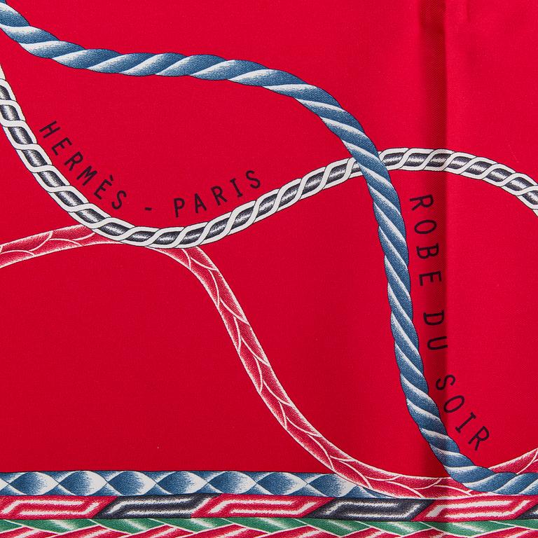 Hermès, 'Robe du soir' scarf and a Hermès scarf ring.