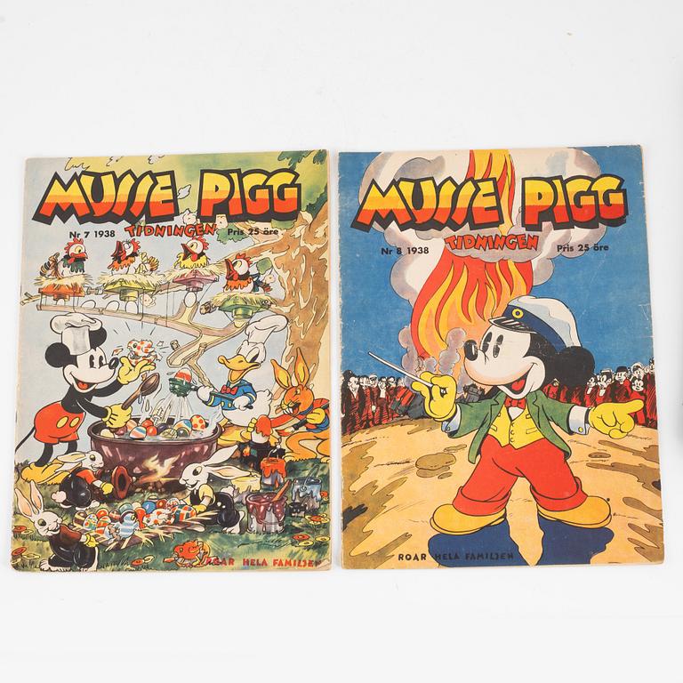 Serietidningar, "Musse Pigg Tidningen", 22 st, 1937-1938.