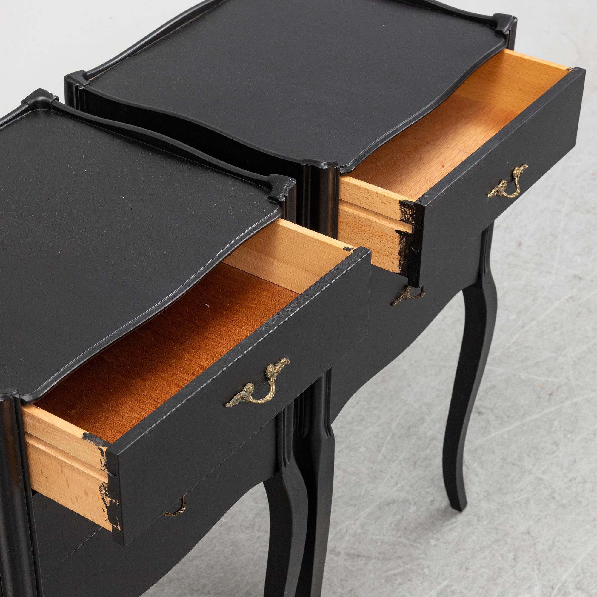A pair of painted bedside tables, Rydén Möbler Ab, Nybro, late 20th Century.
