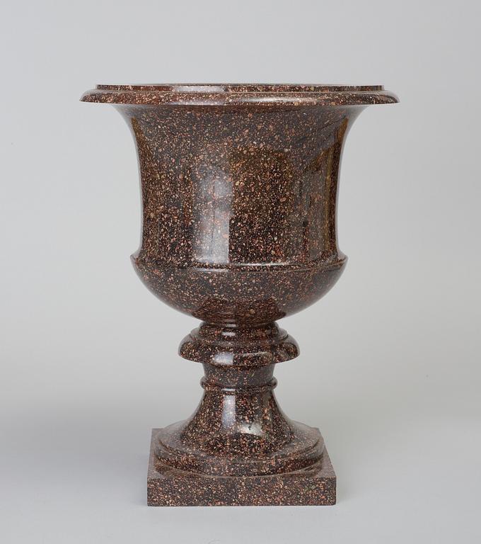 A Swedish first half 19th Century porphyry urn.