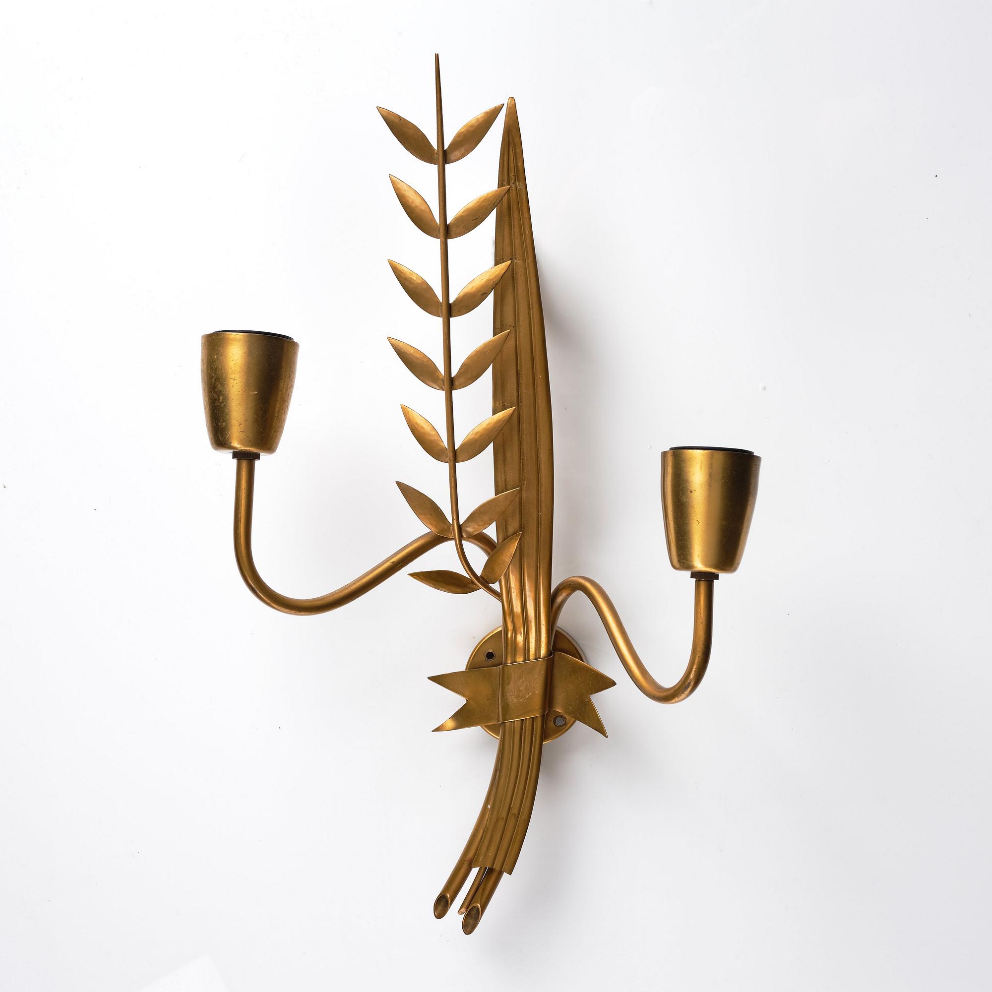 Hans Bergström, a set of three wall lamps, model "333", ateljé Lyktan, Sweden 1940-50s.