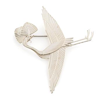 470. Wiwen Nilsson, a sterling silver brooch in the shape of a crane, Lund 1975.
