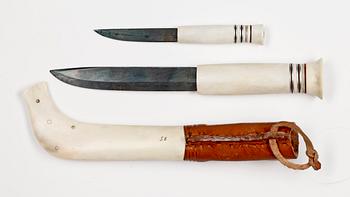 SAMEKNIV, renhorn, sk dubbelkniv, Sten Eriksson, monogramsignerad.