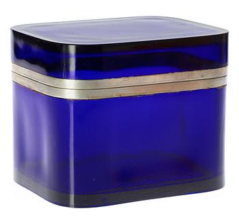 A Josef Frank blue glass and pewter box, Svenskt Tenn.