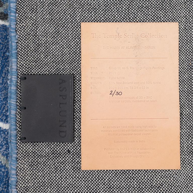 Hilma af Klint, a carpet, 'Group III, no 5, The Large Figure Paintings', 2/30, hand tufted, c 200 x 160 cm.