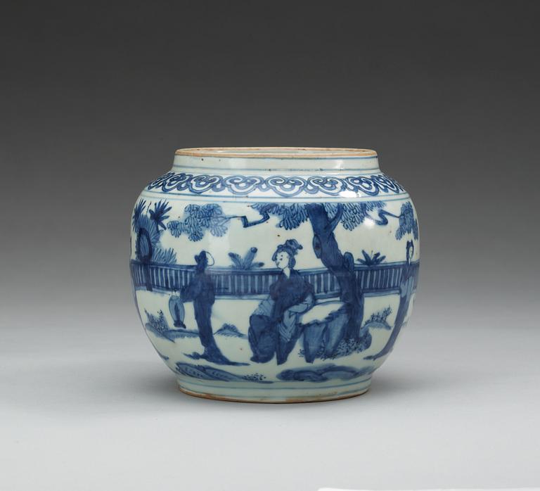 A blue and white jar, Ming dynasty, 17th Century.