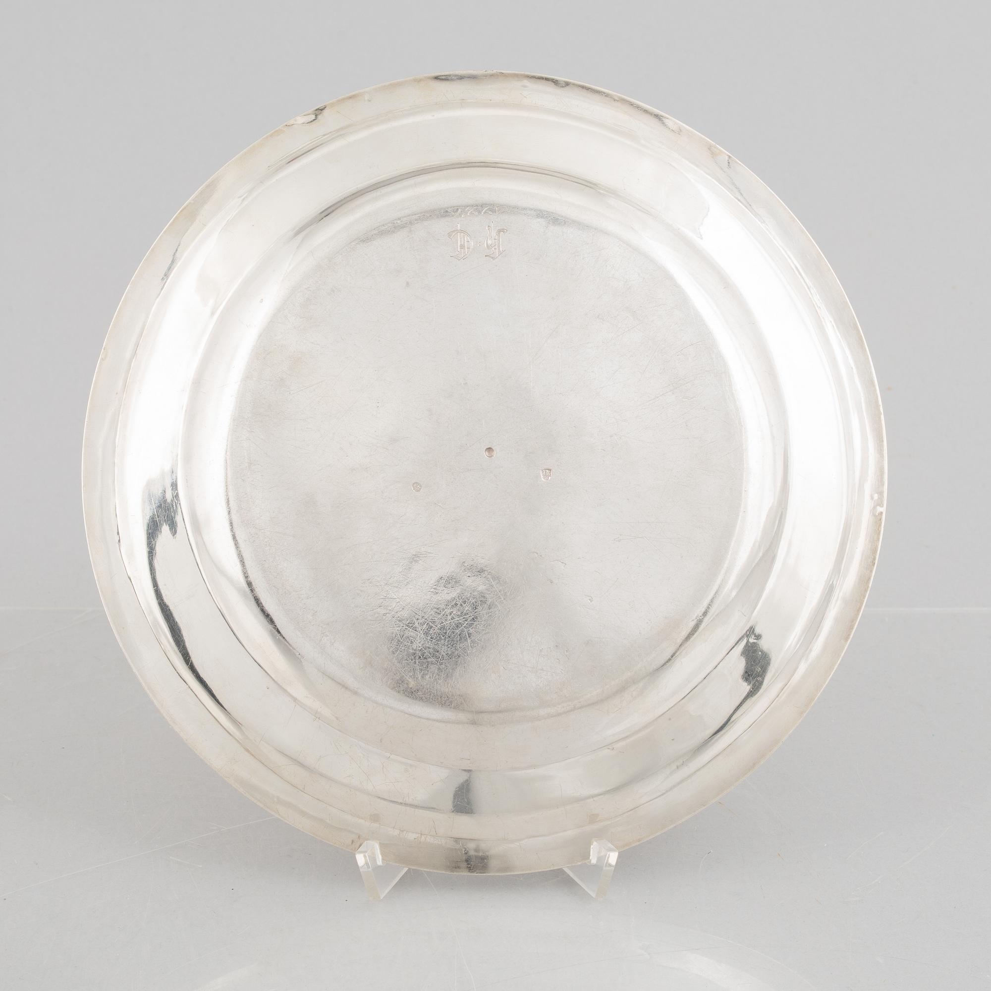 An Austrian silver dish, mark of Ignaz Sebastian Würth (b 1746, active 1768 - 1834), Vienna, 1796.