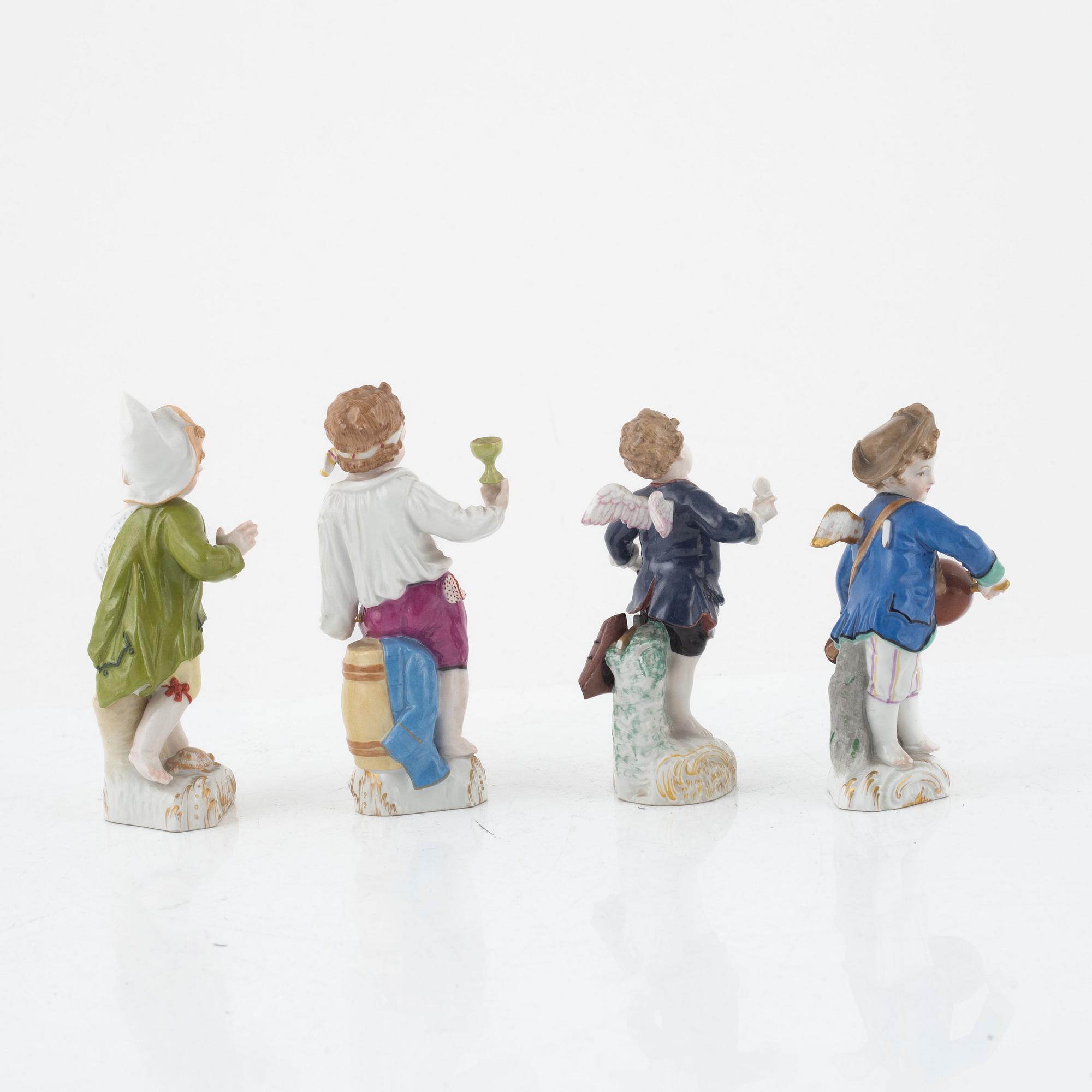 Four porcelain figurines, Königliche Porzellan-Manufaktur, Berlin, 19th century.