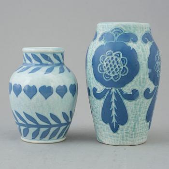 Two vases by Josef Ekberg, Gustavsberg, 1924 and 1908.